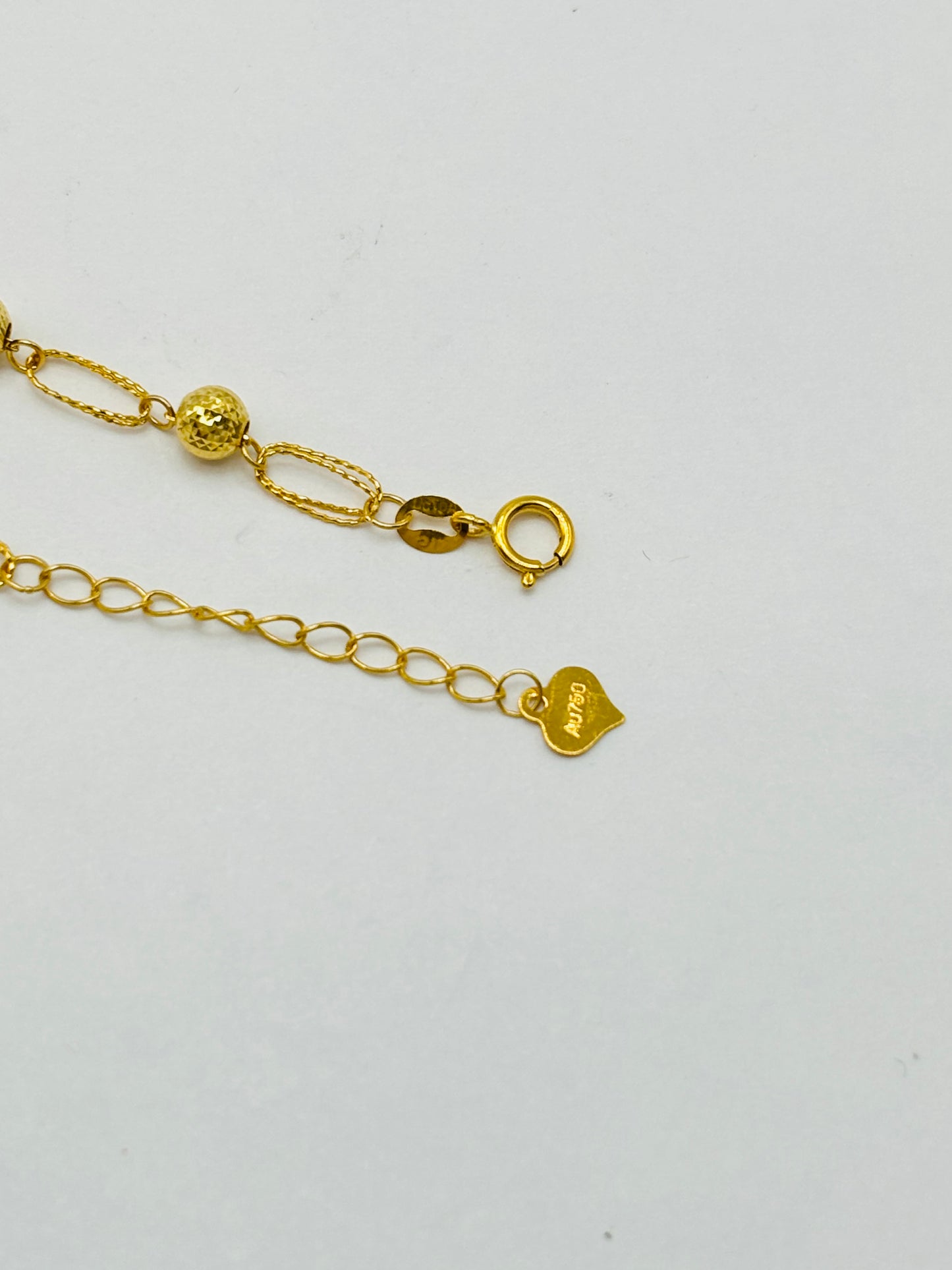 18K Gold Paperclip Diamond Cut Ball Bracelet
