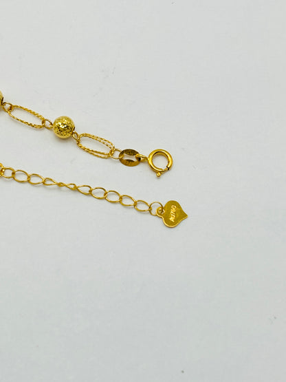 18K Gold Paperclip Diamond Cut Ball Bracelet