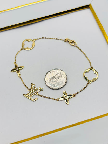18K Gold L Blossom Bracelet