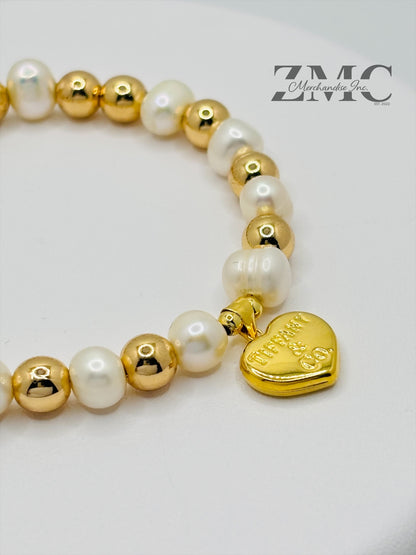 18K Gold Fresh Water Pearl Bracelet