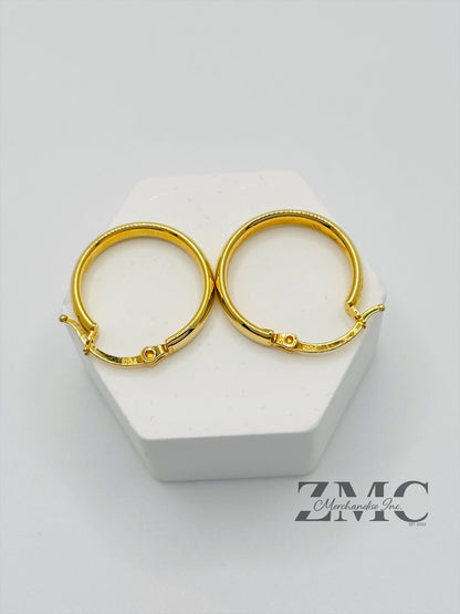 18K Gold Plain Loop Earrings
