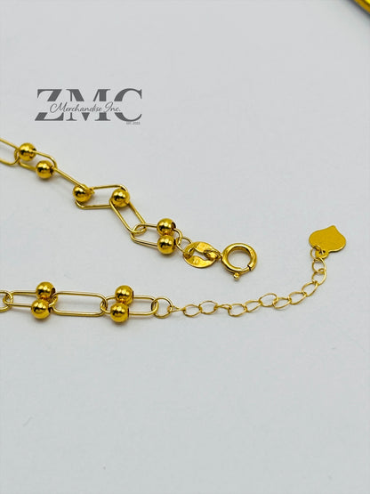18K Gold Micro Hardware with Heart Charm Bracelet