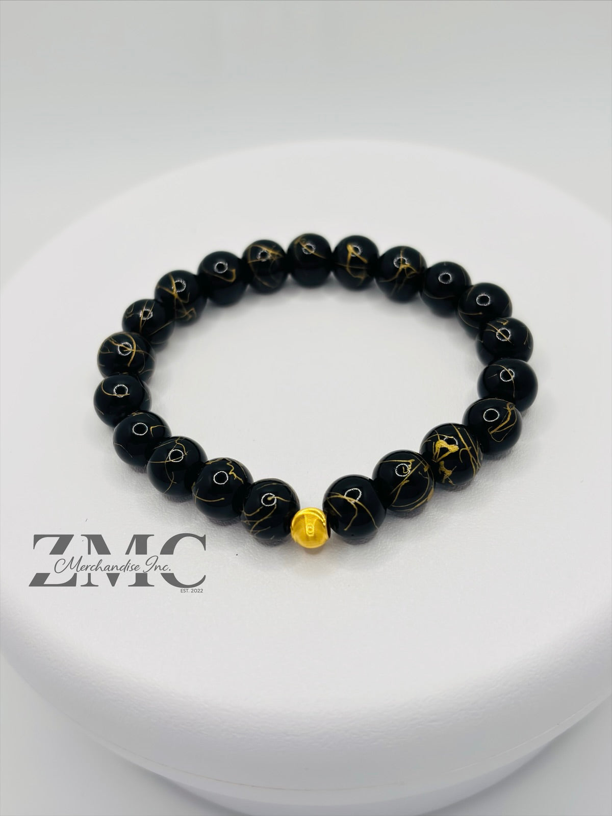 18K Gold Cats Eye Ball with Black Gold Stone