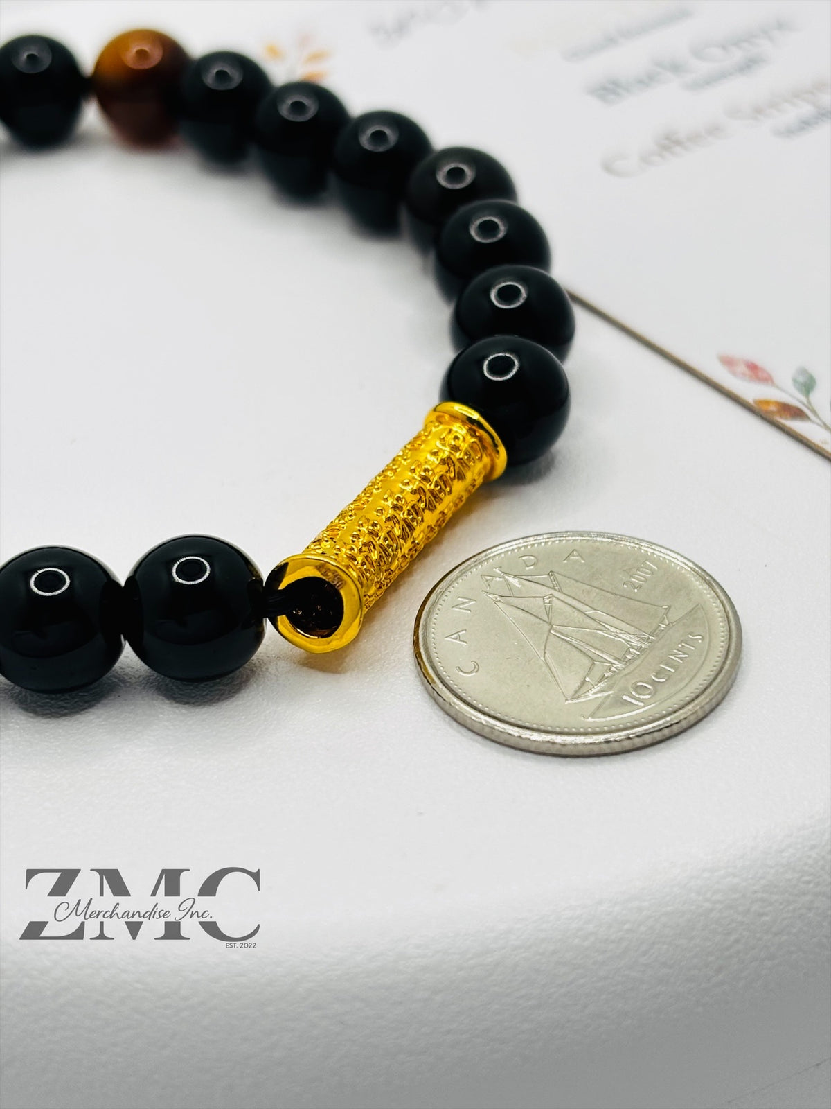18K Gold  Lucky Baifu Tube Onyx, Agate Stone  ( Hollow Empty Inside)