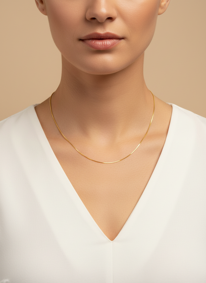 18K Gold Box Chain Adjustable