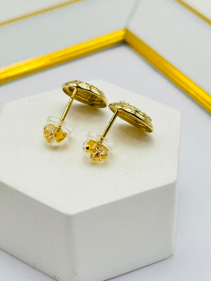 K18 Japan Gold Round Natural Diamond Earrings 0.34 carat