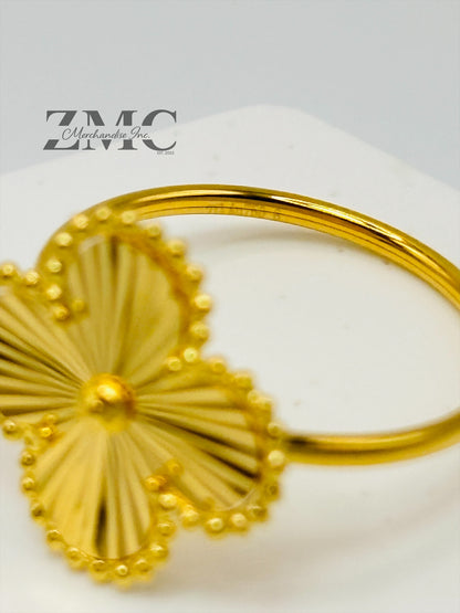18K Gold Ring Clover 15mm