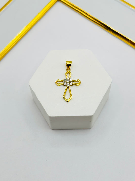 18K Gold Cross Rositas Pendant
