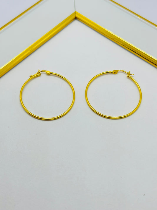 18K Gold Plain Loop Earrings