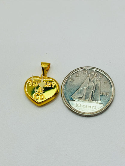 18K Gold Heart Earrings and Pendant Set