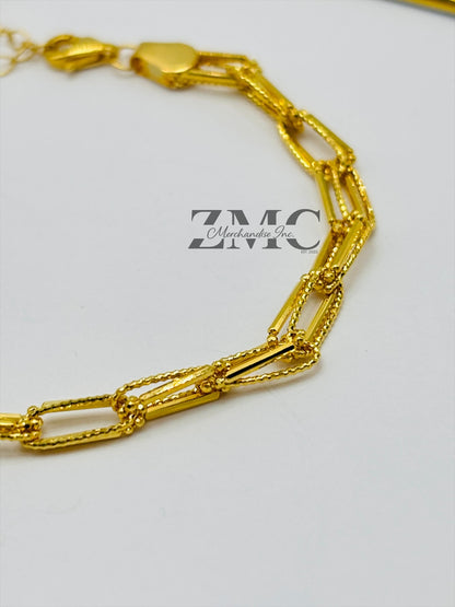 18K Gold Double Paperclip Bracelet