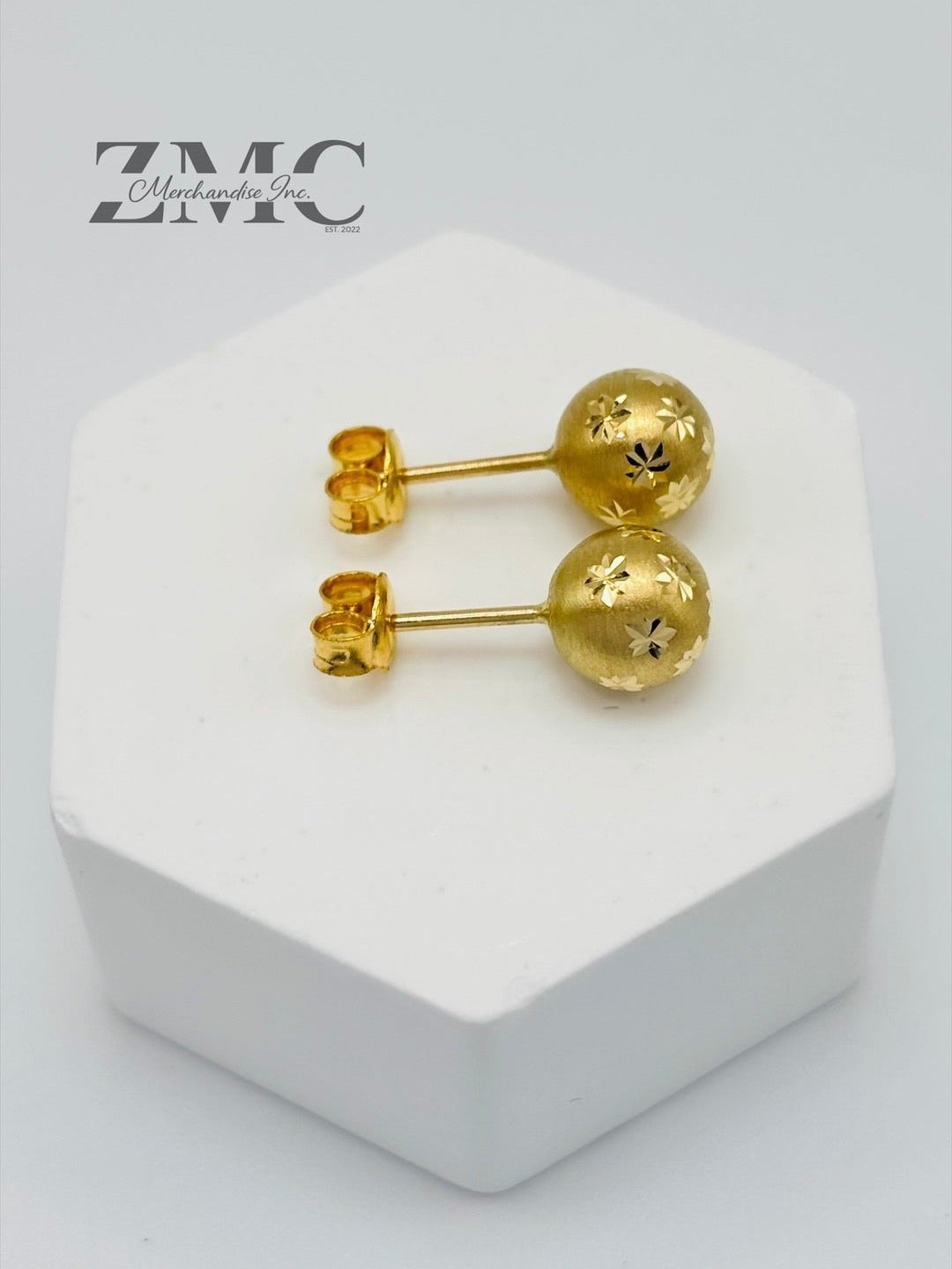 18K Gold Star Ball Earrings