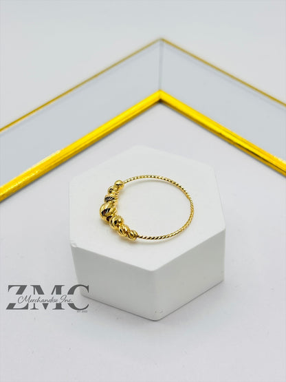 18K Gold Diamond Cut Ball Ring
