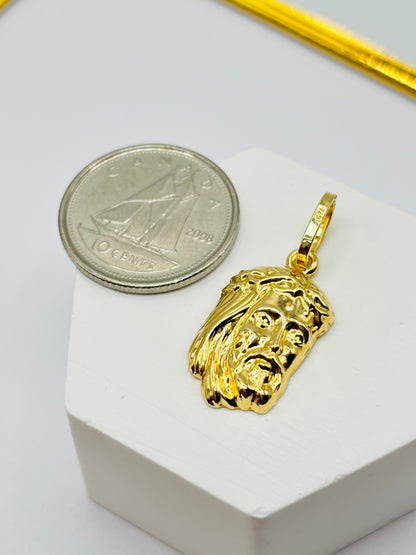 18K Gold Jesus face Pendant