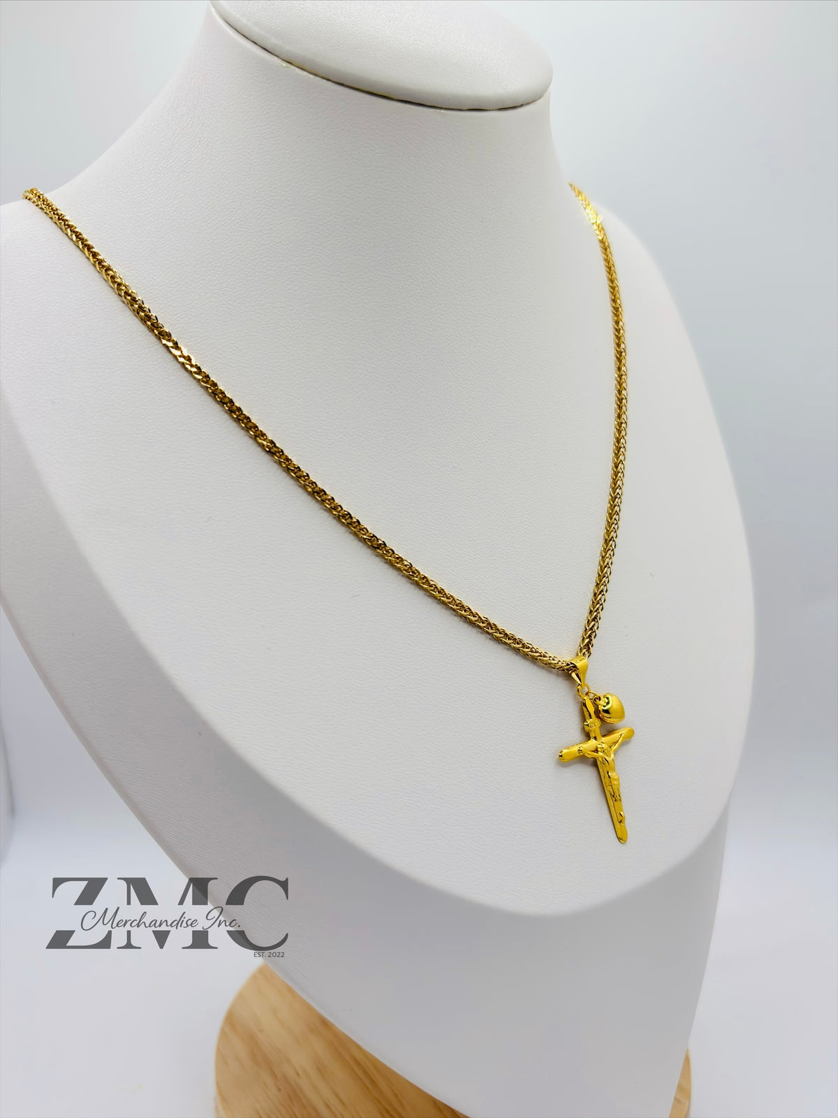 18K Gold Cross & Heart Necklace