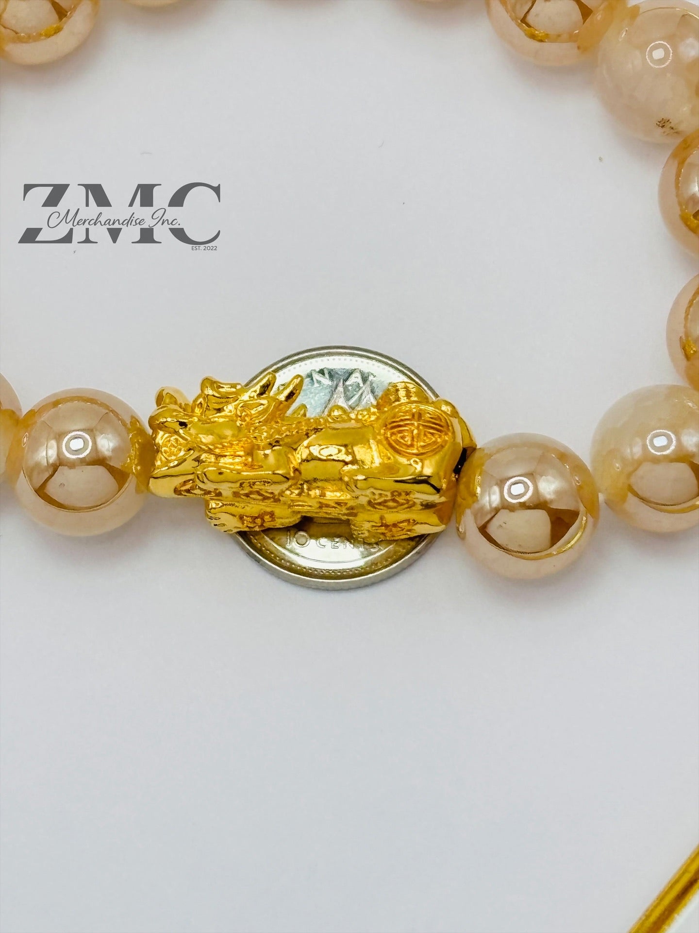 18K Gold Lucky Piyao/ Pi Xiu  Bracelet Sand Stone ( Hollow Empty Inside) Large