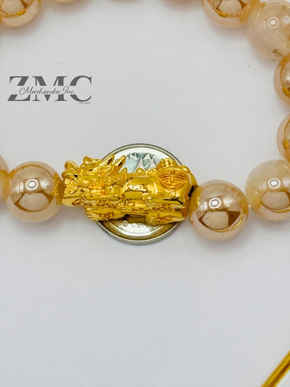 18K Gold Lucky Piyao/ Pi Xiu  Bracelet Sand Stone ( Hollow Empty Inside) Large