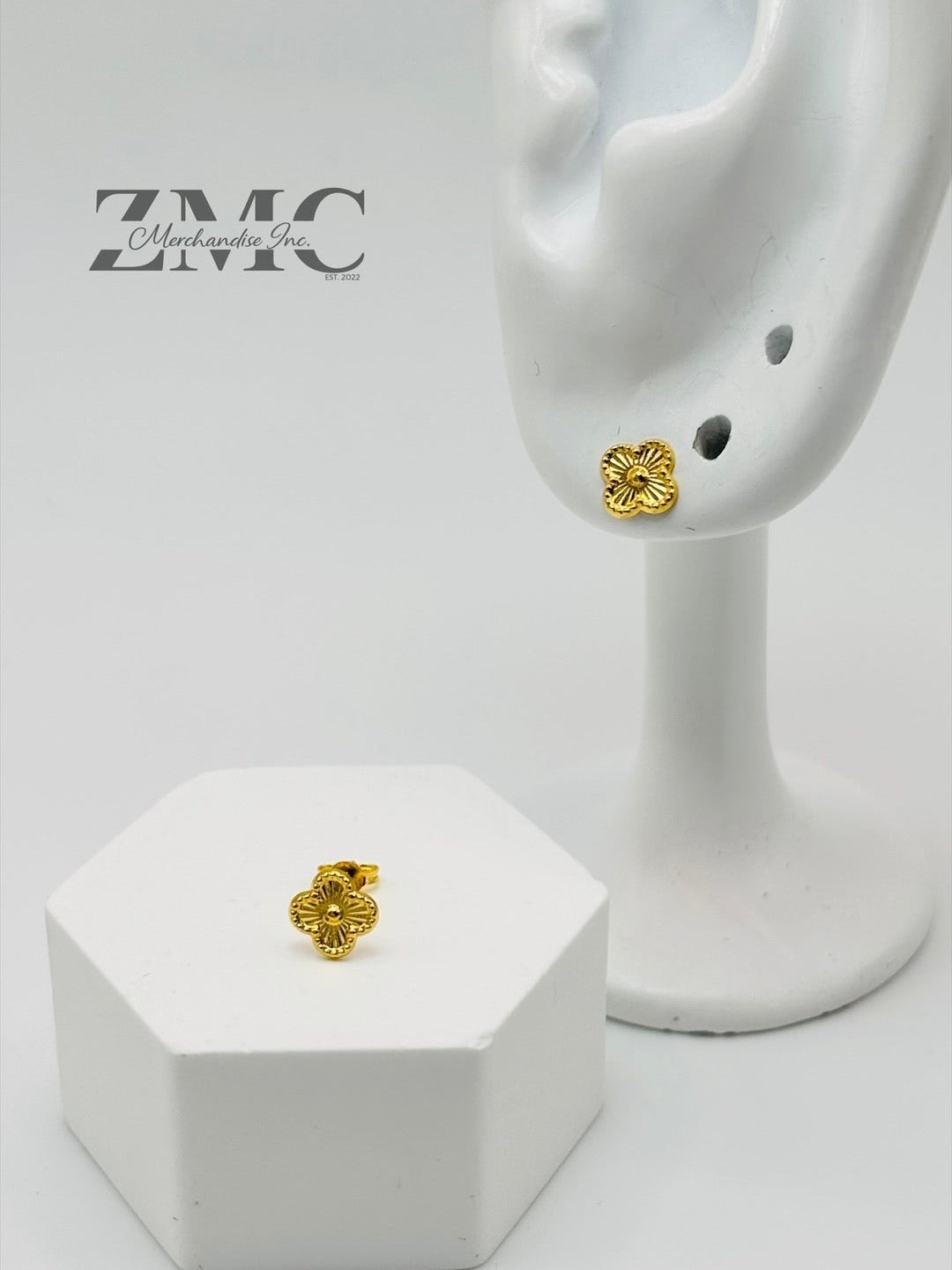 18K Gold Clover Kids Earrings
