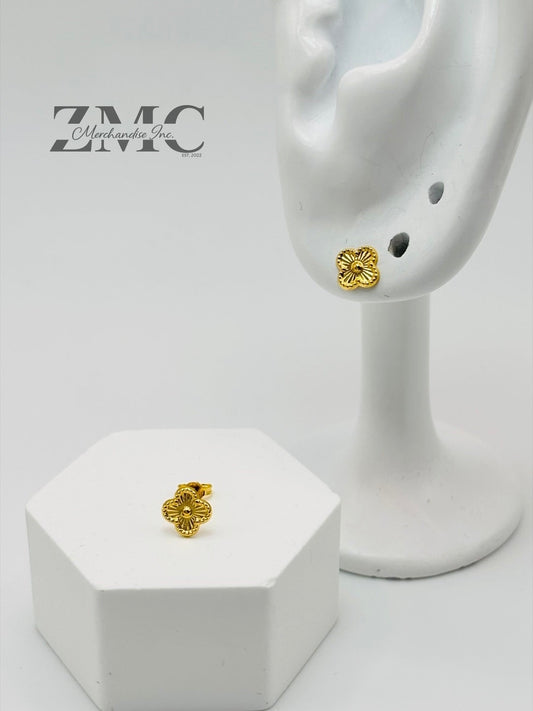 18K Gold Clover Kids Earrings