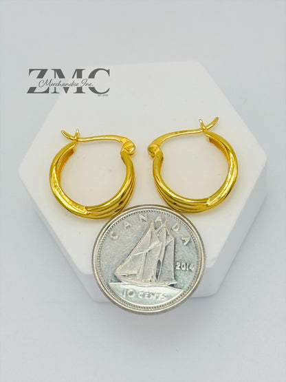 18k Gold Line Loop Earrings