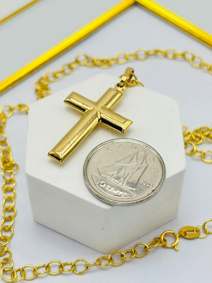 K18 Japan Cross Pendant with 18K Gold Chain
