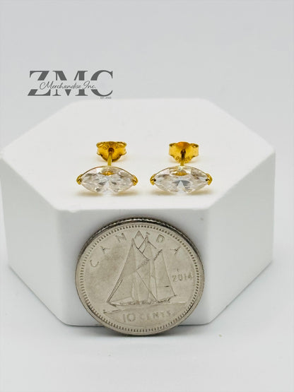 18K Gold Marquise Moissanite Diamond Earrings