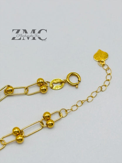 18K Gold Micro Hardware with Heart Charm Bracelet