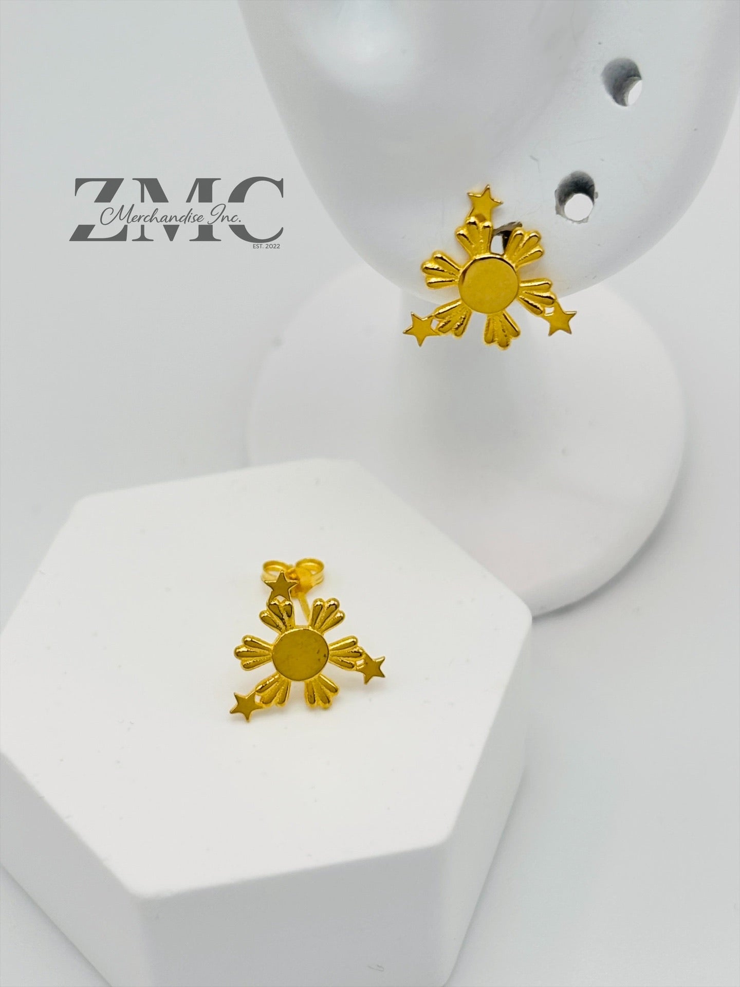 18K Gold 3 Star and Sun