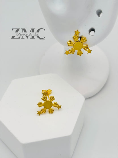 18K Gold 3 Star and Sun