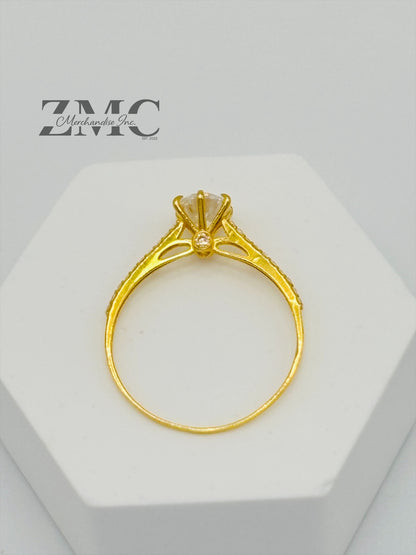 18K Gold Moissanite Diamond Round Ring