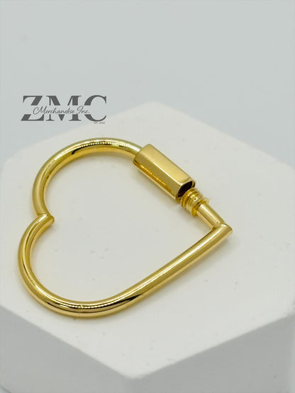18K Gold Big Heart Carabiner Pendant
