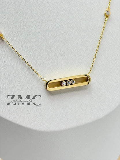 18K Gold Attached Stone Necklace with Stone
