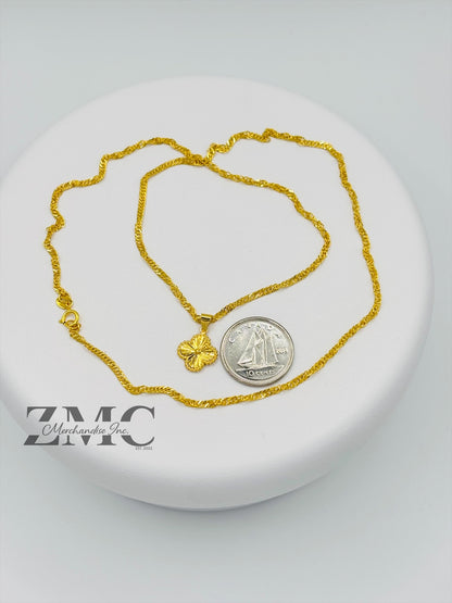 18K Gold Clover Twisted Necklace