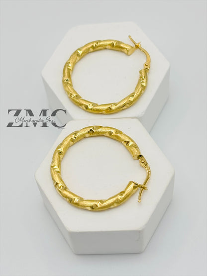 18K Gold Twisted Loop Earrings