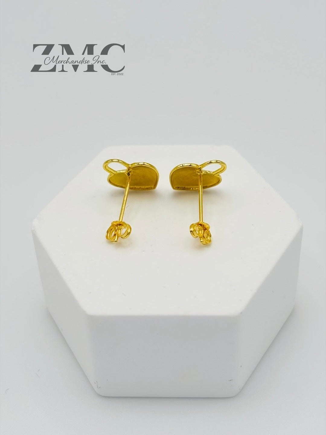 18K Gold Heart C Earrings