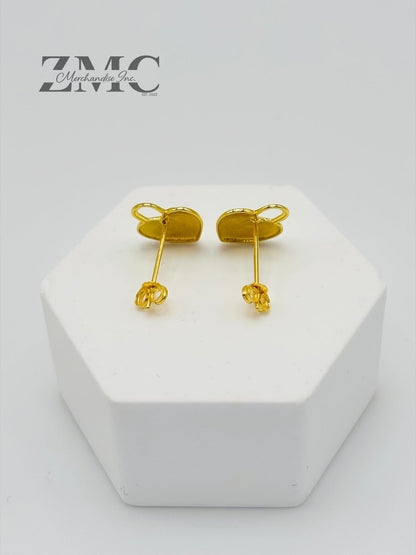 18K Gold Heart C Earrings