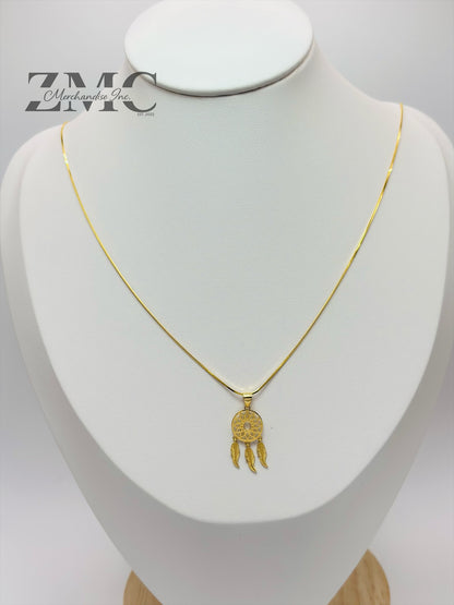 18K Gold Dream Catcher Necklace
