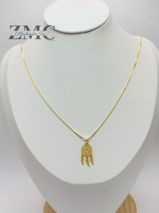 18K Gold Dream Catcher Necklace