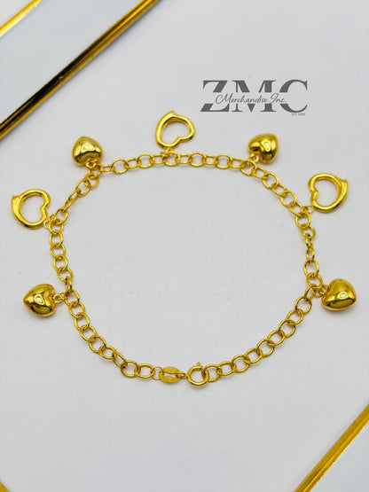 18K Gold Heart Charm Bracelet