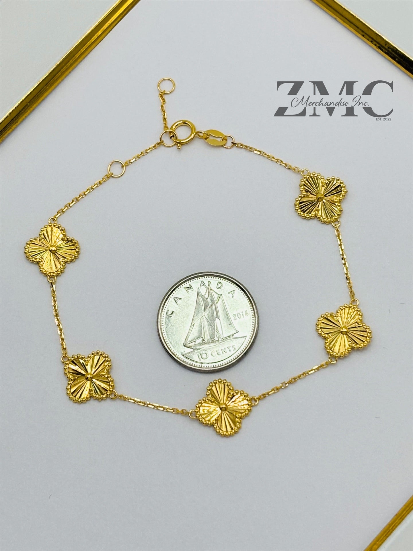 18K Gold Clover Bracelet 10mm