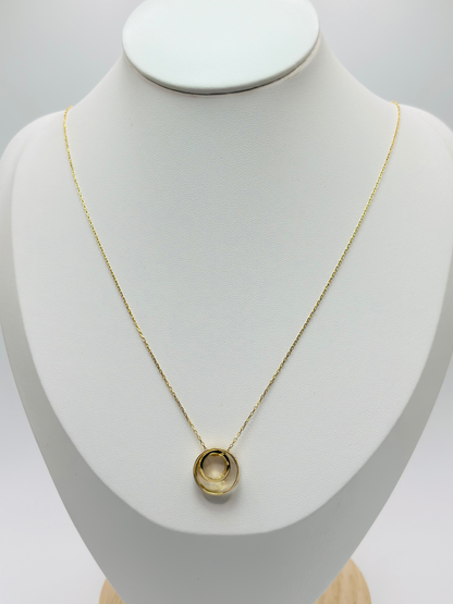 18K Gold Circle Attached Necklace