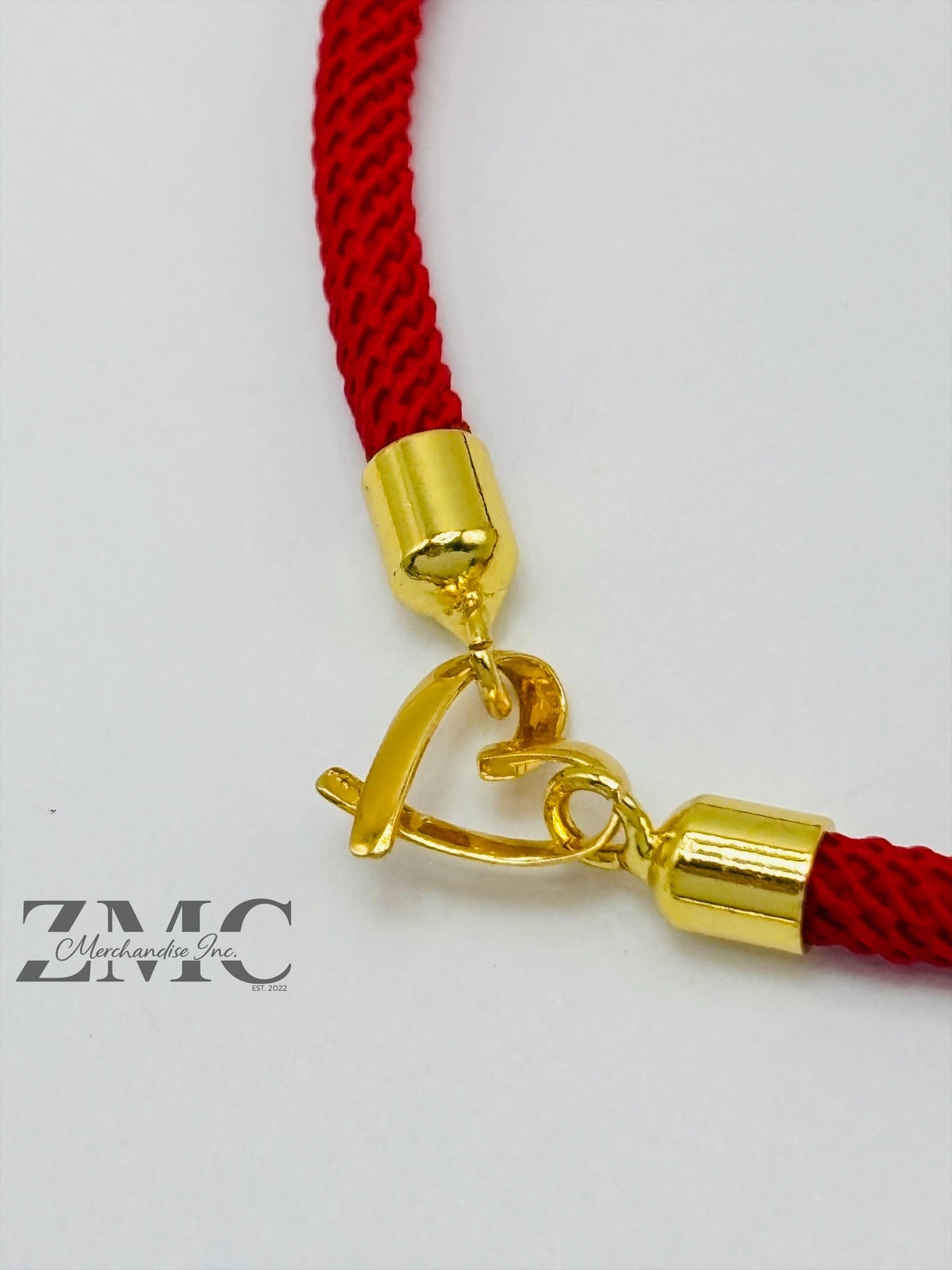 18K Gold Open Heart Red String Bracelet