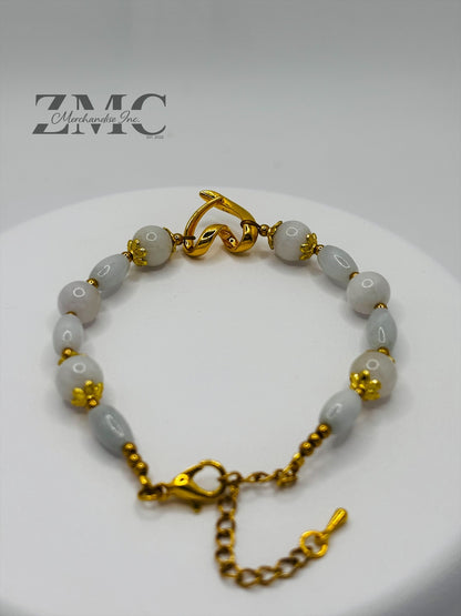 18K Gold Open Heart Jade Bracelet (Electroform Heart)