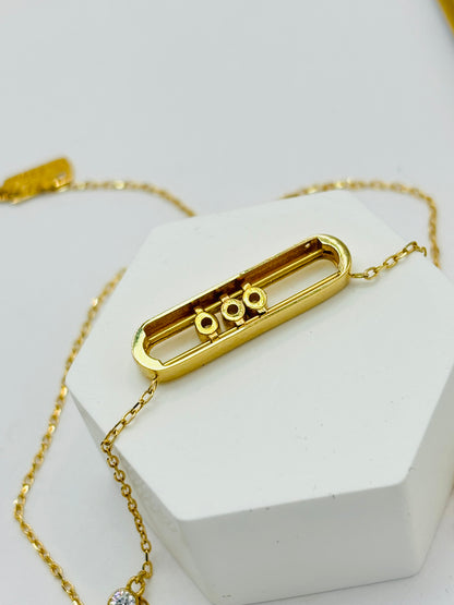 18K Gold Attached Stone Necklace with Stone