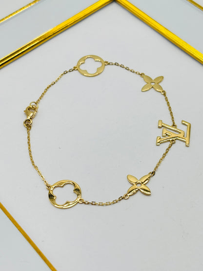 18K Gold L Blossom Bracelet