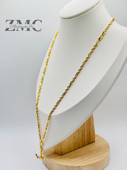 18K Gold Rope Anchor Necklace