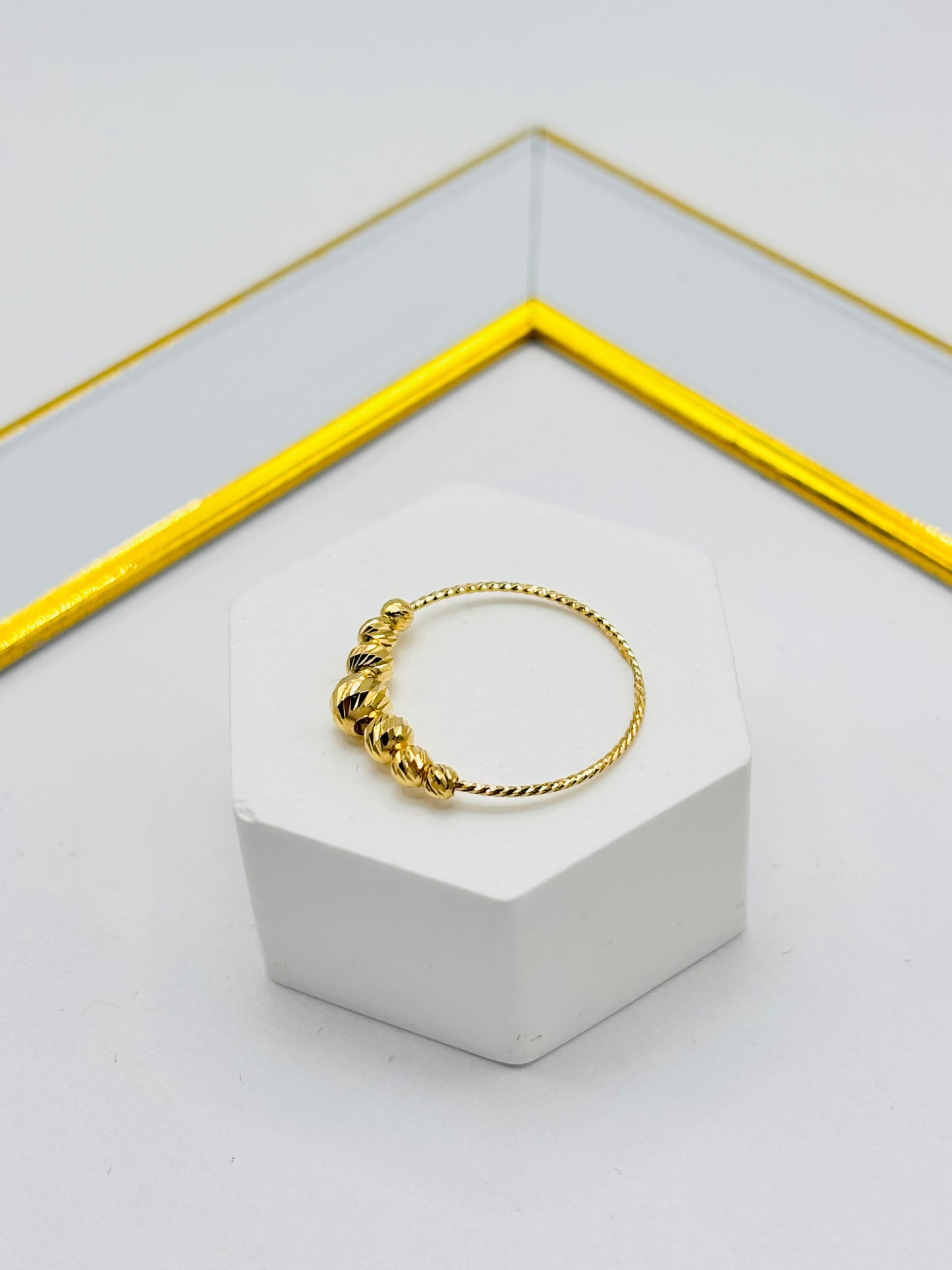 18K Gold Diamond Cut Ball Ring