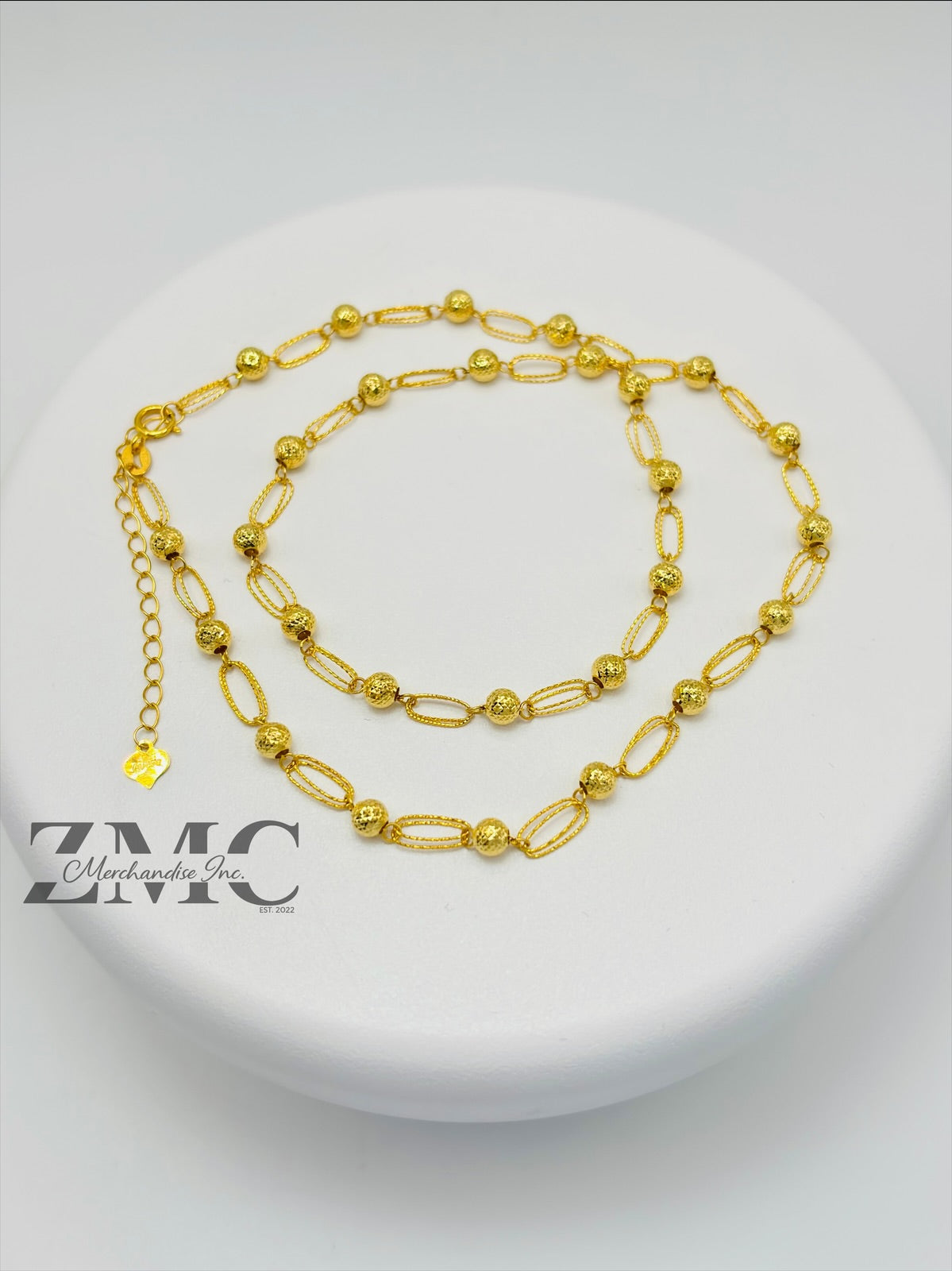 18K Gold Paperclip Ball Necklace
