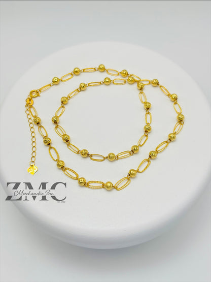 18K Gold Paperclip Ball Necklace