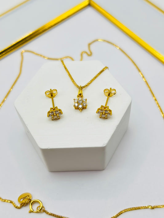 18K Gold Necklace and Earrings Rositas Moissanite Diamond Set